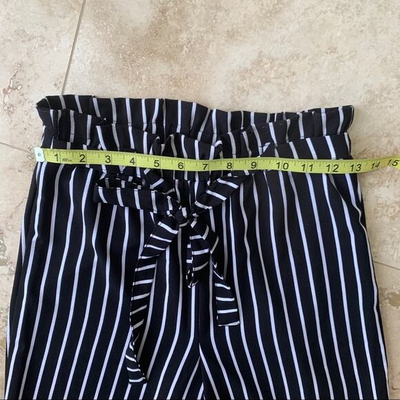 Como black paperbag pleated striped trouser pants - Picture 7 of 7